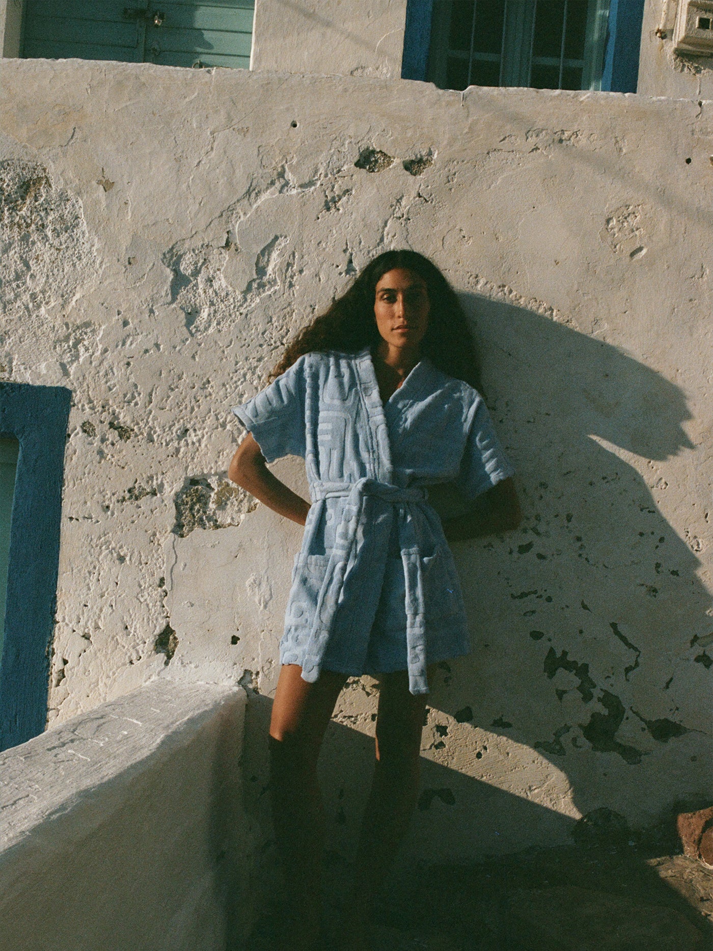 Towelling Mini Robe | Kin Cornflower
