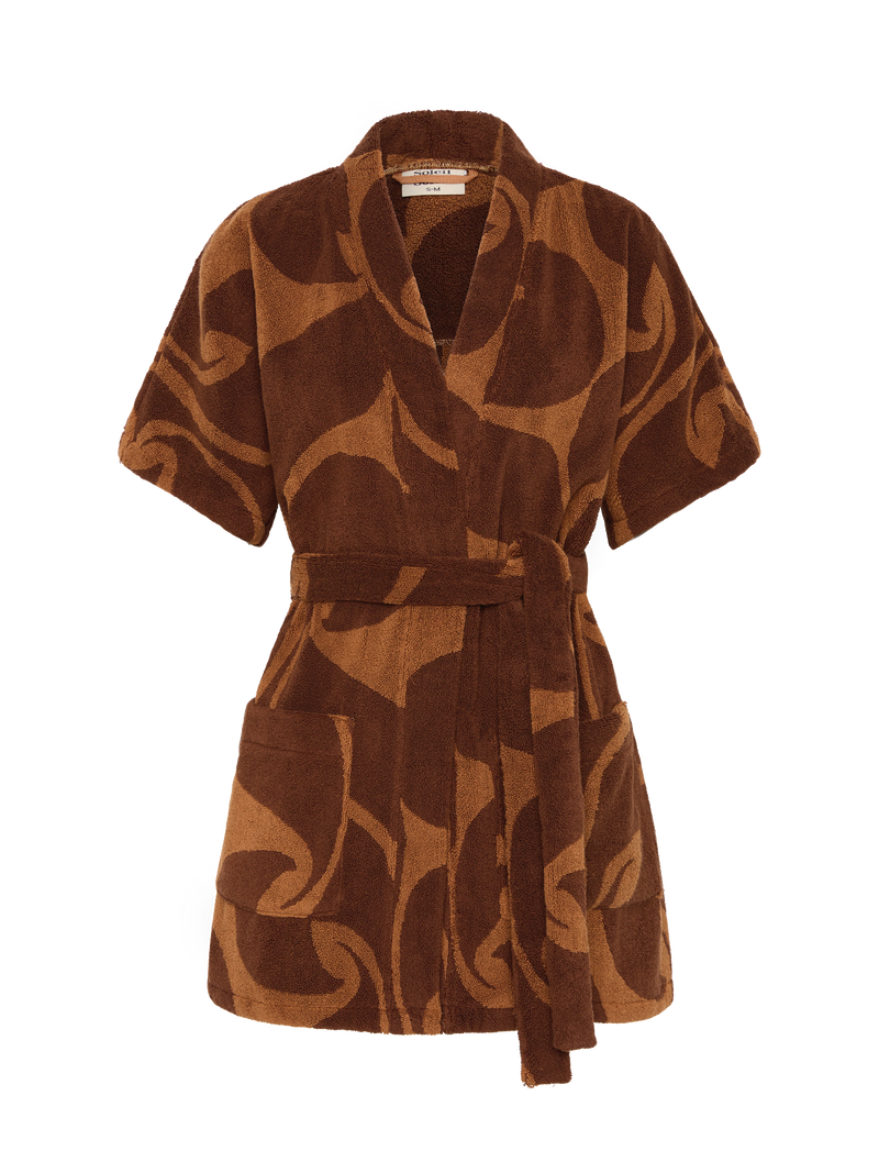 Towelling Mini Robe | Wave Umber