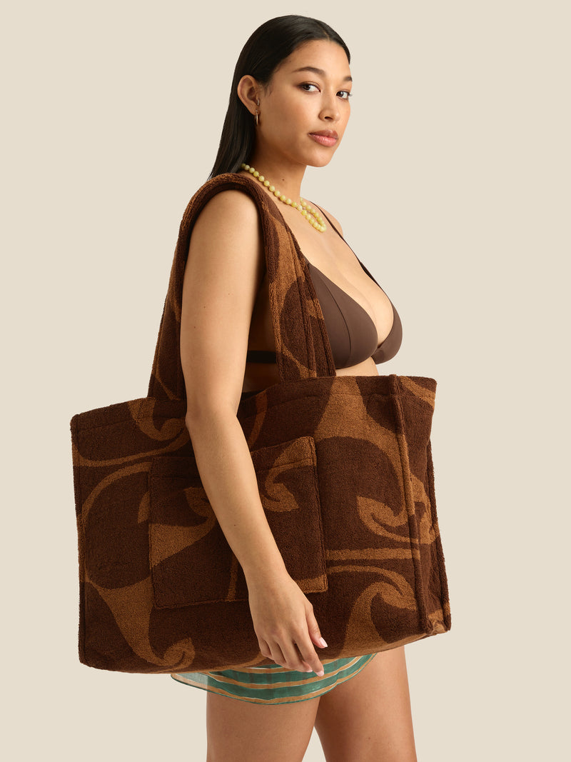 Towelling Beach Bag | Wave Umber