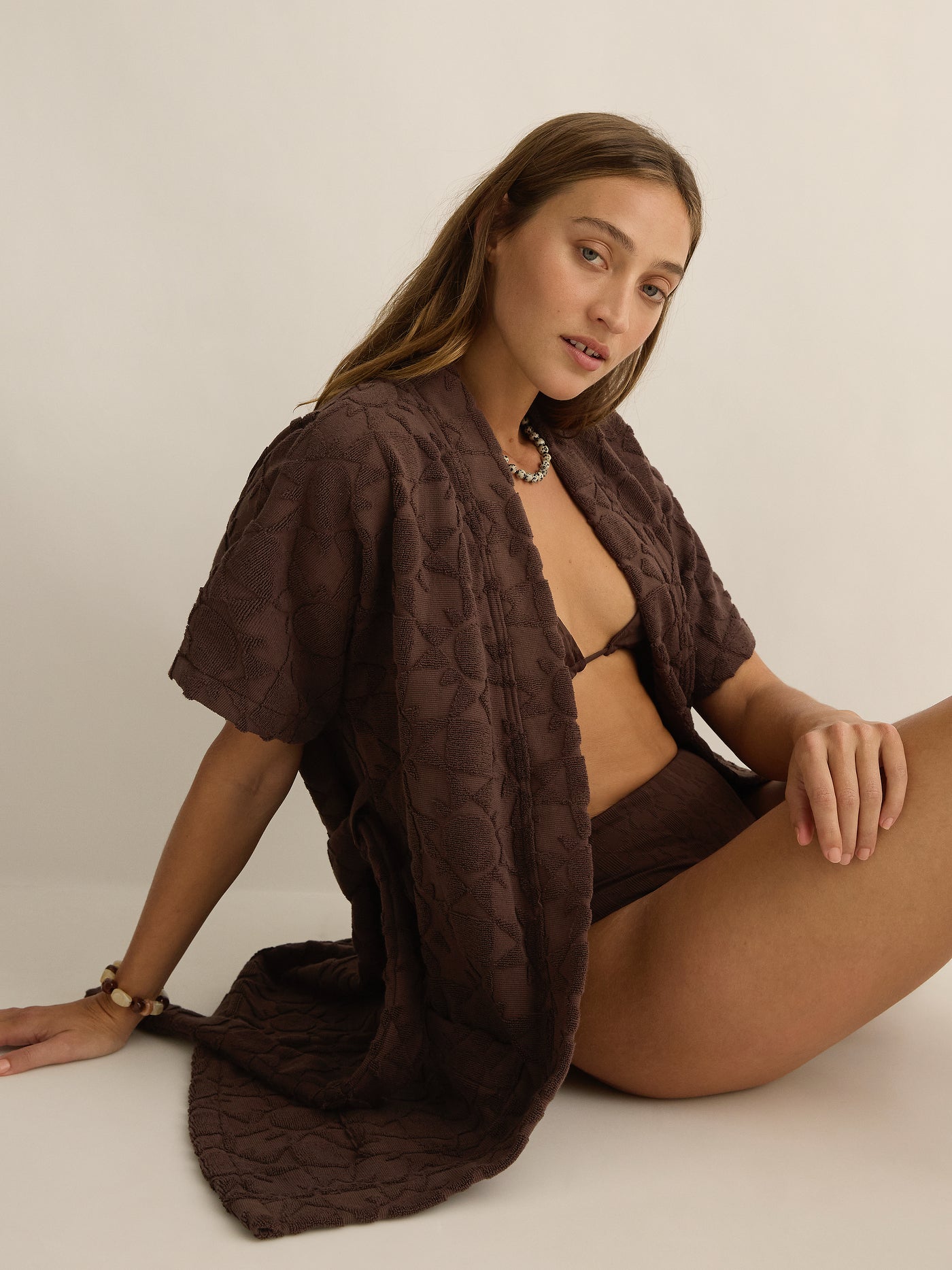 Towelling Mini Robe | Solstice Truffle