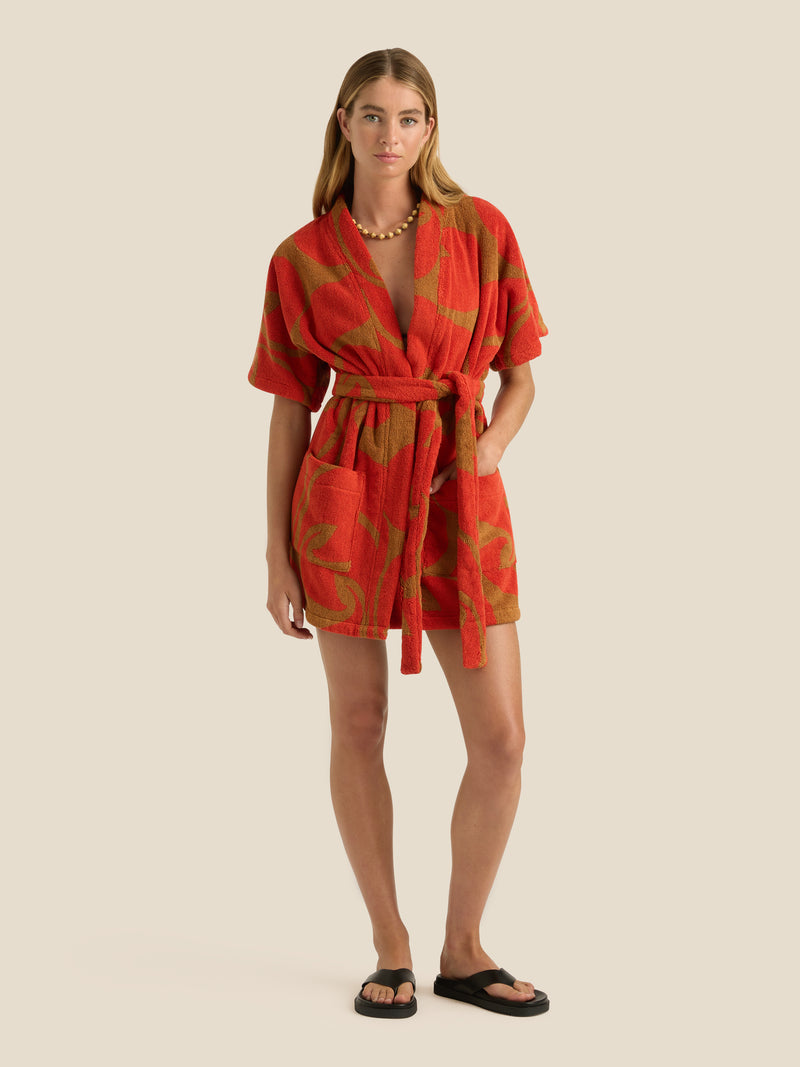 Towelling Mini Robe | Wave Spice