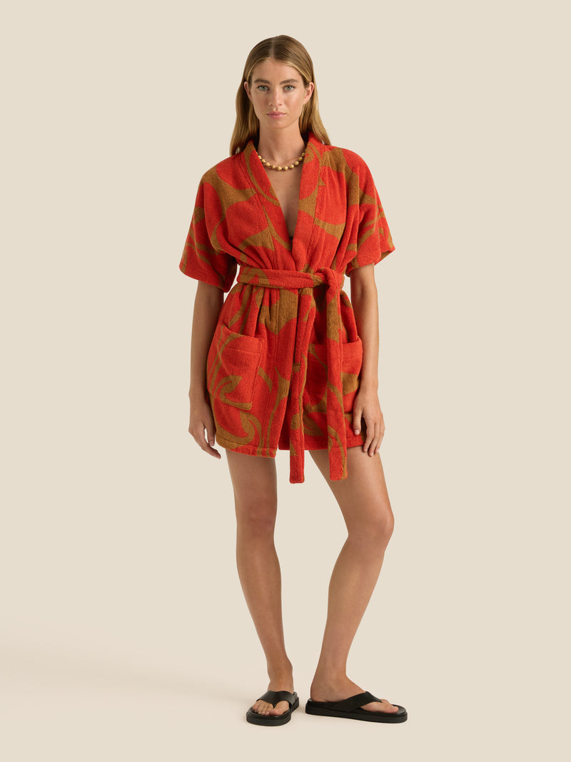 Towelling Mini Robe | Wave Spice