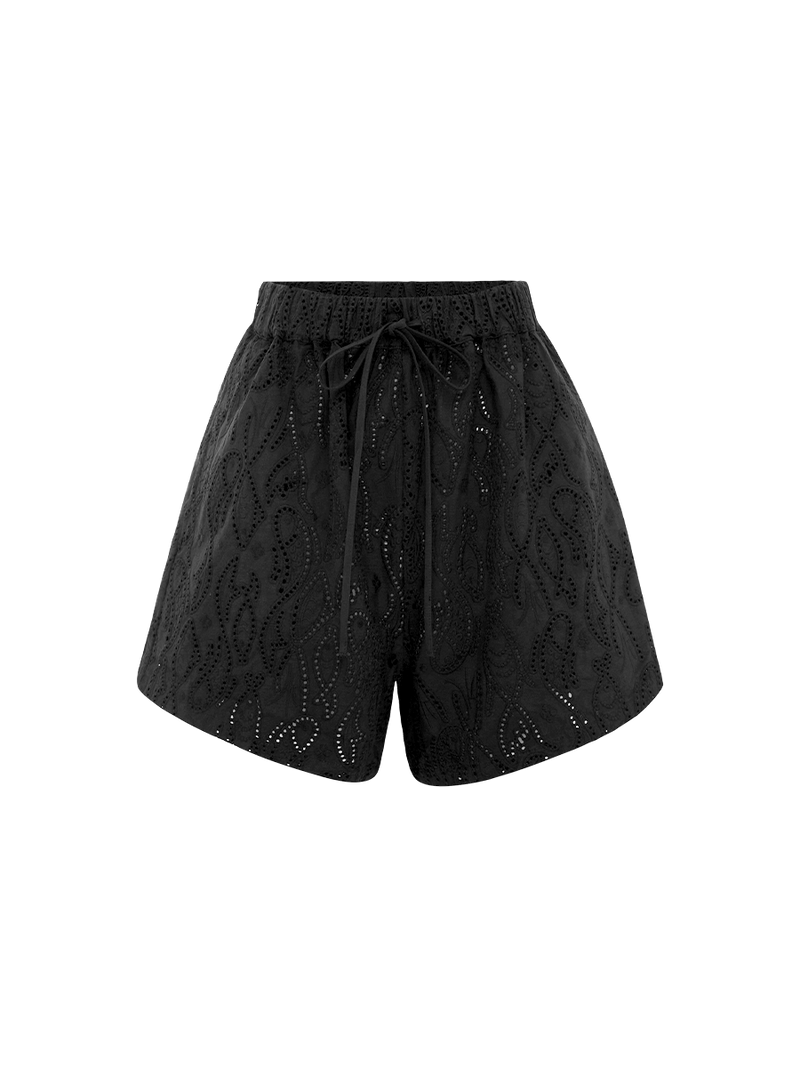 Abbey Shorts | Fin Black Broderie